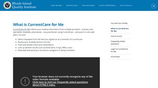 What is CurrentCare for Me | Rhode Island Quality Institute