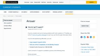 How to get IT support - Curtin Connect