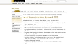 Mentee Survey Competition, Semester 2, 2018 - Curtin Life