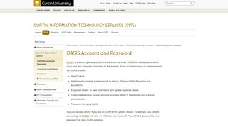 OASIS Account and Password - Curtin Information Technology ...