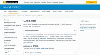 OASIS help - Current Students - Curtin University