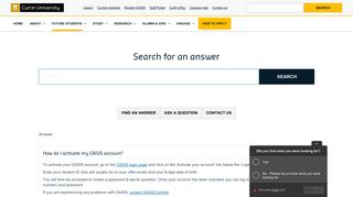 How do I activate my OASIS account? - Curtin University, Perth, Australia