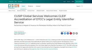 CUSIP Global Services Welcomes GLEIF Accreditation of DTCC's ...