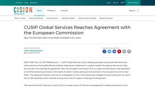 CUSIP Global Services Reaches Agreement with the European ...
