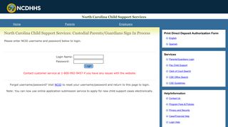 NCID Parents Login Page - North Carolina Child Support Services