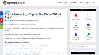 Create a Custom Login Page for WordPress (Without Plugin) - Website ...
