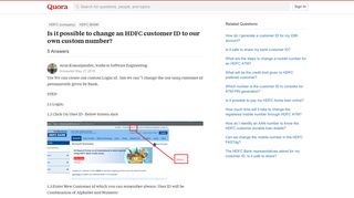 Is it possible to change an HDFC customer ID to our own custom ...