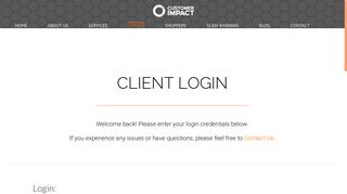Client Login - Enter Your Login Credentials | Customer Impact