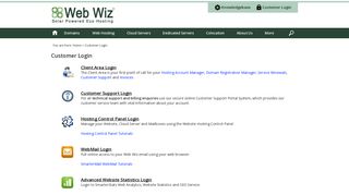 Web Wiz - Customer Login