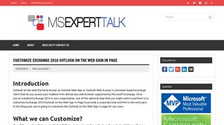 Customize Exchange 2016 Outlook on the Web Sign in Page - MS ...