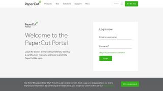 PaperCut Portal - ASC and Reseller partner log in