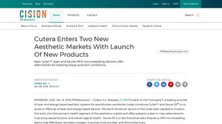 Cutera Enters Two New Aesthetic Markets With Launch Of New Products
