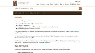 Using the Library Online - Cuyahoga County Public Library
