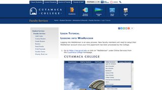 Login Tutorial - Faculty Services - Admissions ... - Cuyamaca College