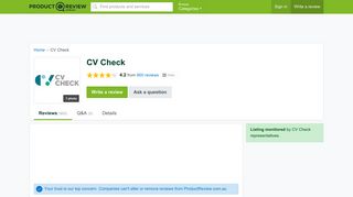 CV Check Reviews - ProductReview.com.au