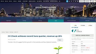 CV Check Ltd achieves record June quarter, revenue up 25%