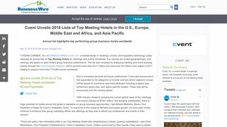 Cvent Unveils 2018 Lists of Top Meeting Hotels in the U.S., Europe ...