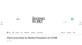 Ward promoted to Market President at CVNB | News | sentinel-echo.com