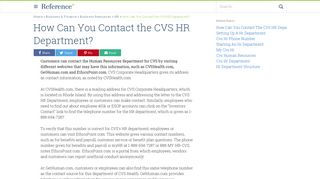 How Can You Contact the CVS HR Department? | Reference.com