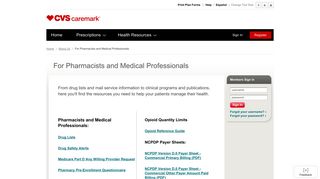 For Pharmacists and Medical Professionals - CVS Caremark