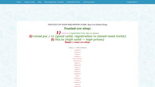 TRUSTED CVV SHOP AND RIPPER/SCAM | Buy Cvv Online Shop ...
