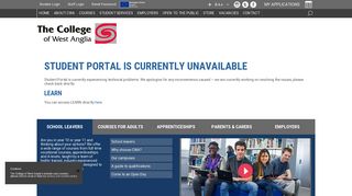 Student Portal is currently unavailable - College of West Anglia