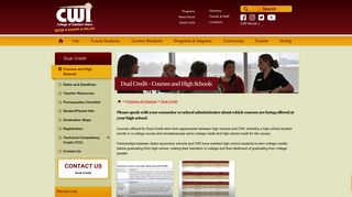 Dual Credit - Courses and High Schools | CWI