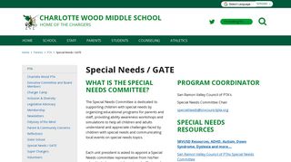 Special Needs / GATE - Charlotte Wood Middle School - School Loop