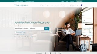 Asia Miles Flight Award Redemption - Cathay Pacific