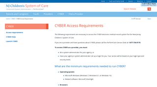 CYBER access requirements | PerformCare