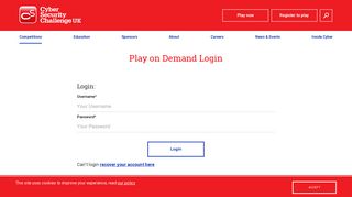 Play on Demand Login - Cyber Security Challenge UK