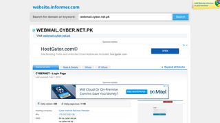 webmail.cyber.net.pk at WI. CYBERNET - Login Page - Website Informer