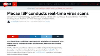 Macau ISP conducts real-time virus scans | ZDNet