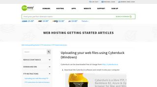 Uploading your web files using Cyberduck (Windows) - Doteasy.com
