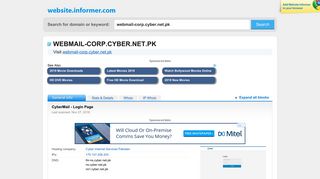 webmail-corp.cyber.net.pk at WI. CyberMail - Login Page