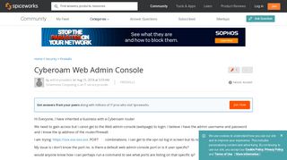 Cyberoam Web Admin Console - Firewalls - Spiceworks Community