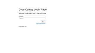 CyberCamps Login Page - CyberPatriot