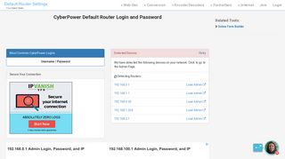 CyberPower Default Router Login and Password - Clean CSS