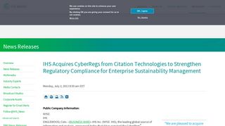 IHS Acquires CyberRegs from Citation Technologies to Strengthen ...