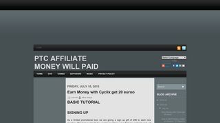 Earn Money with Cyclix get 20 euroo - ptc affiliate money will paid