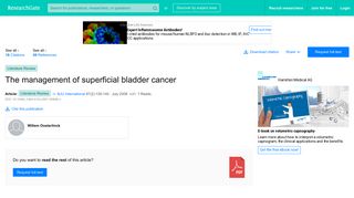 The management of superficial bladder cancer - ResearchGate