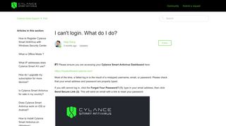 I can't login. What do I do? – Cylance Home Support