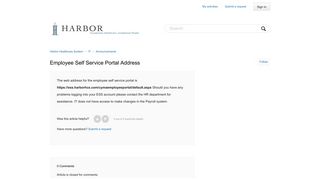 Employee Self Service Portal Address – Harbor Healthcare System