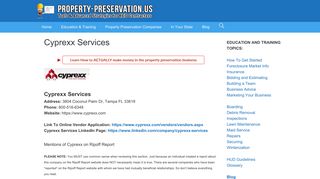Cyprexx Services - Property Preservation