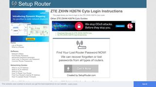 How to Login to the ZTE ZXHN H267N Cyta - SetupRouter