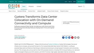 Cyxtera Transforms Data Center Colocation with On-Demand ...