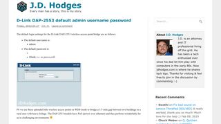 D-Link DAP-2553 default admin username password - JD Hodges