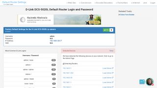 D-Link DCS-5020L Default Router Login and Password - Clean CSS