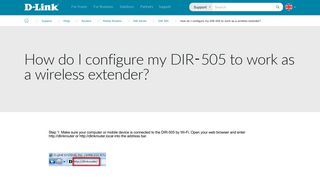 How do I configure my DIR-505 to work as a wireless extender? - D-Link