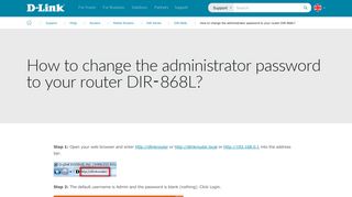 How to change the administrator password to your router DIR ... - D-Link